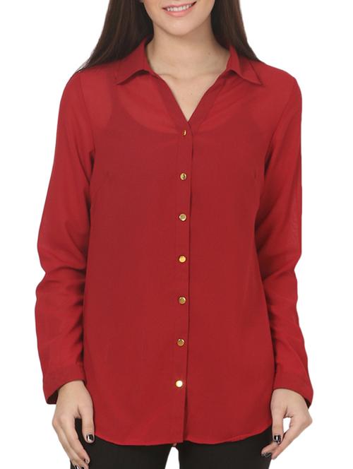 pleated back solid shirt - 15440956 - Very Small Image - 1