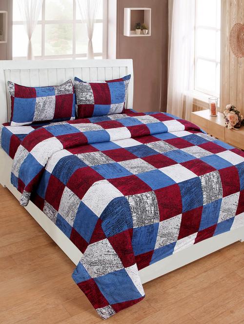 polycotton 180 tc double bedsheet with 2 pillow covers - 15441756 - Very Small Image - 1