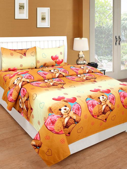 polycotton 180 tc double bedsheet with 2 pillow covers - 15441767 - Very Small Image - 1