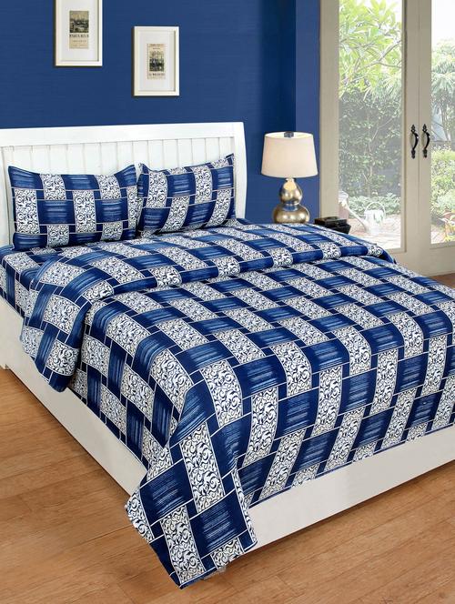 polycotton 180 tc double bedsheet with 2 pillow covers - 15441768 - Very Small Image - 1