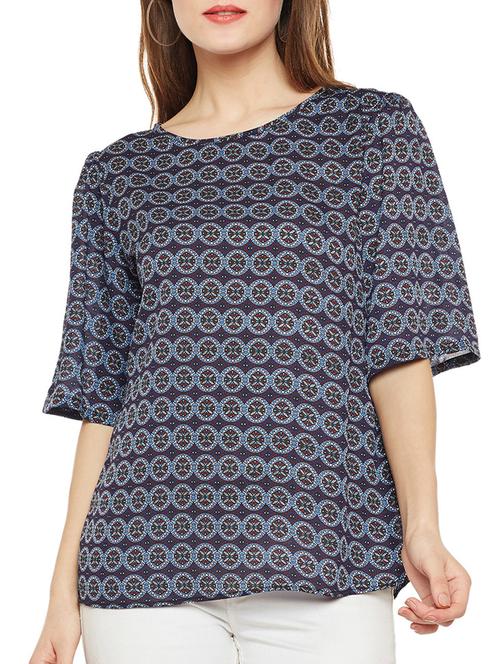 printed bell sleeved top - 15441994 - Very Small Image - 1