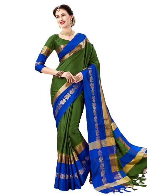 contrast bordered silk saree - 15442290 - Very Small Image - 1