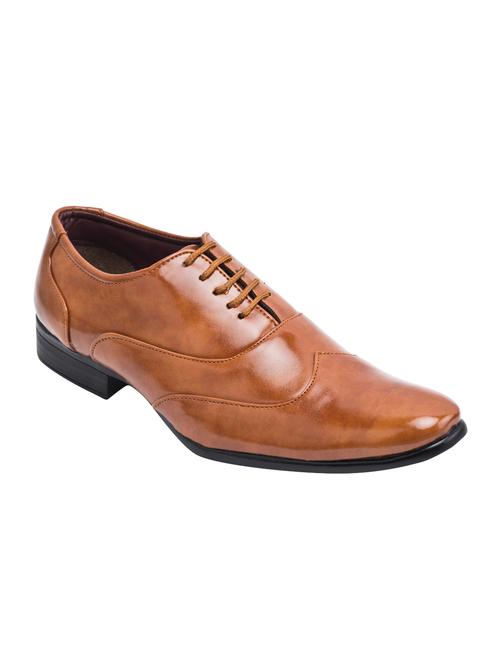 tan leatherette lace-up brouges - 15442343 - Very Small Image - 1