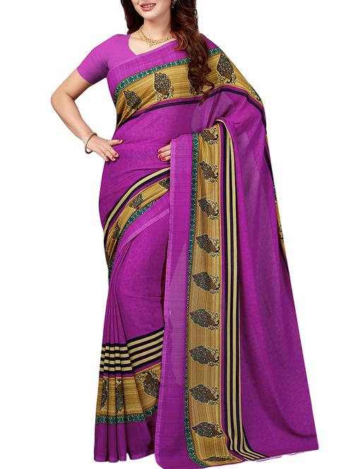 contrast striped printed saree - 15443641 - Very Small Image - 1