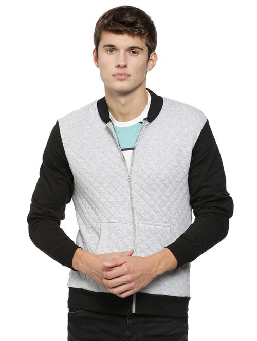 grey solid quilted jacket - 15443890 - Very Small Image - 1