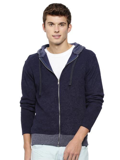 navy blue solid casual jacket - 15443893 - Very Small Image - 1
