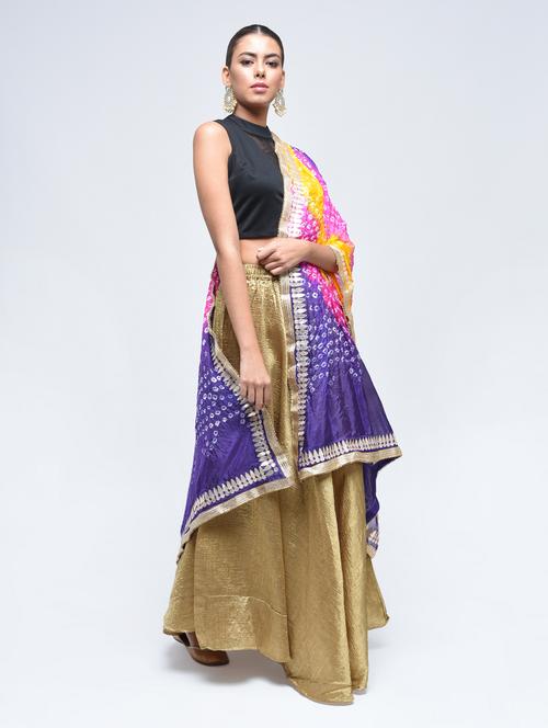 multi colored gota work bandhani dupatta - 15444191 - Very Small Image - 1