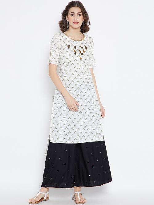 high-low kurta with tassels - 15444321 - Very Small Image - 1