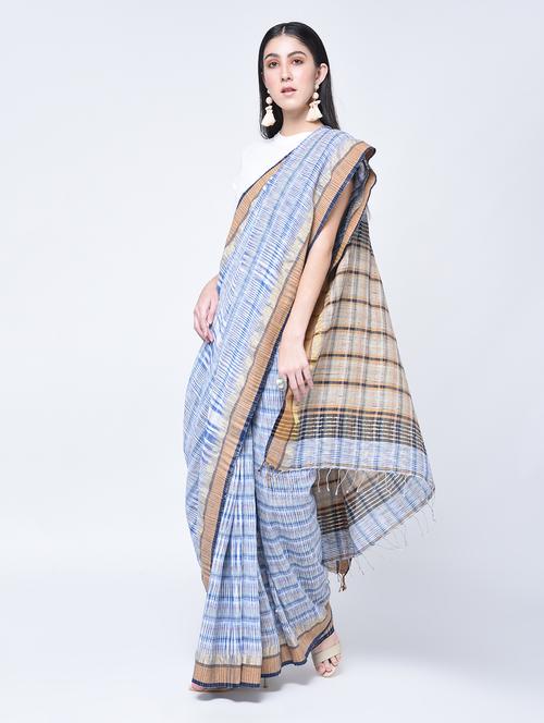 bengal handloom silk khadi saree with blouse - 15444432 - Very Small Image - 1