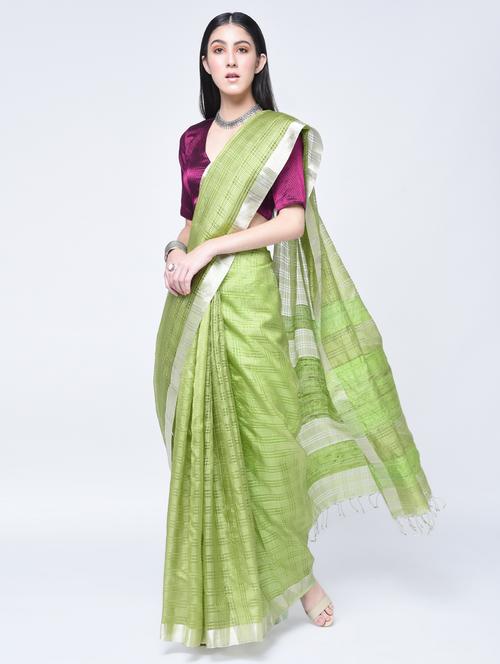 bengal handloom silk zari saree with blouse - 15444435 - Very Small Image - 1