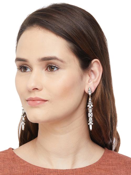 silver metal drop earring - 15444588 - Very Small Image - 1