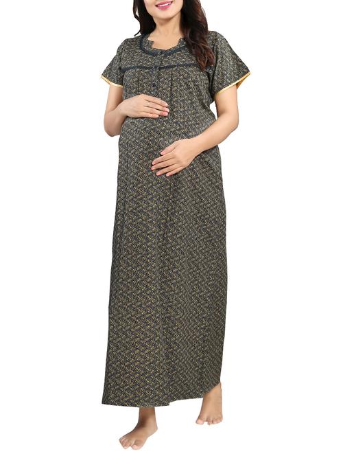 printed maternity nightwear gown - 15445014 - Very Small Image - 1