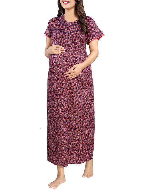 printed maternity nightwear gown - 15445030 - Very Small Image - 1