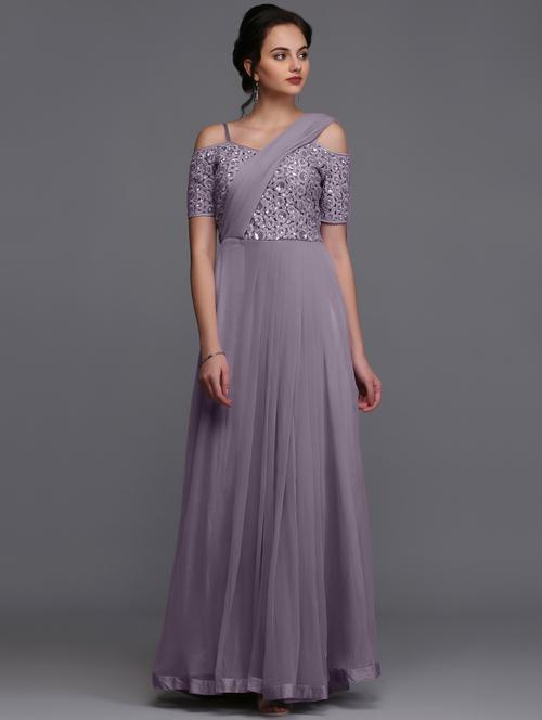Embroidered flared gown - 15445045 - Very Small Image - 1