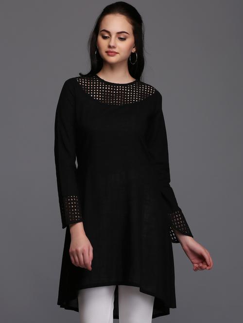 cutwork detail high-low tunic - 15445258 - Very Small Image - 1