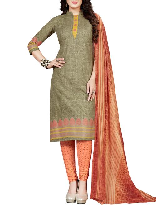 printed unstitched churidaar suit - 15445352 - Very Small Image - 1