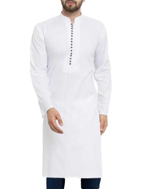 white cotton long kurta - 15445374 - Very Small Image - 1