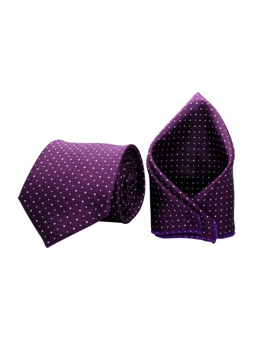 purple micro fiber tie & pocketsquare - 15449209 - Very Small Image - 1