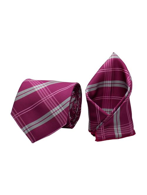 pink micro fiber tie & pocketsquare - 15449221 - Very Small Image - 1
