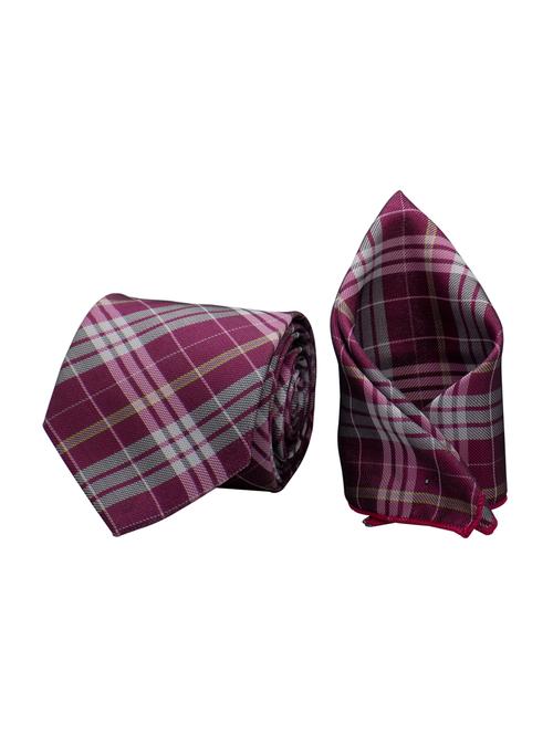 pink micro fiber tie with pocket square - 15449222 - Very Small Image - 1