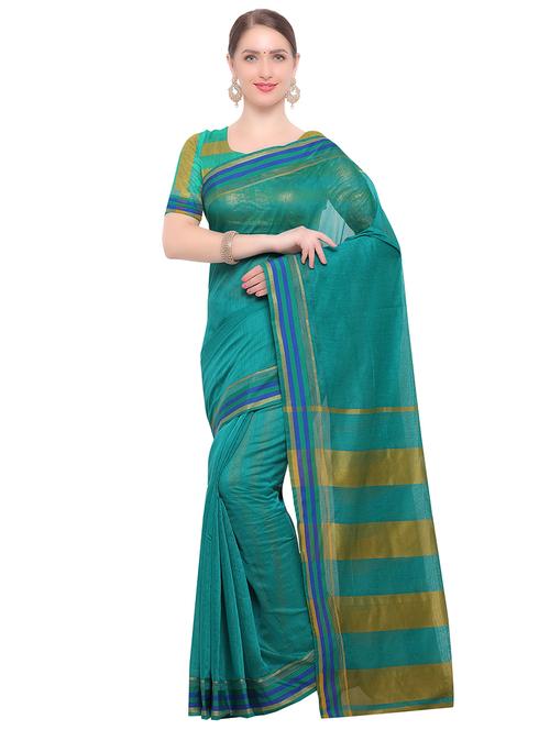 contrast striped woven saree with blouse - 15449433 - Very Small Image - 1