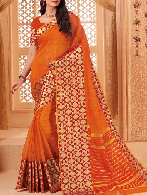 zari bordered kota silk saree with blouse - 15449532 - Very Small Image - 1