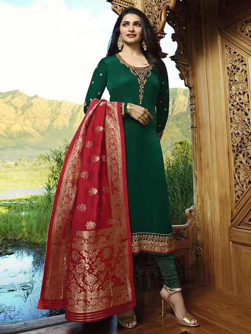 embroidered semi-stitched churidaar suit - 15449933 - Very Small Image - 1