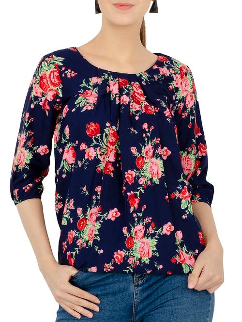 pleated floral blouson top - 15450066 - Very Small Image - 1