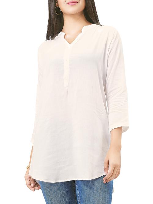 pink rayon solid kurti - 15450453 - Very Small Image - 1