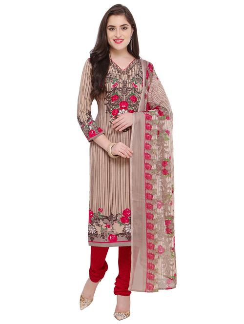 printed unstitched churidaar suit - 15450829 - Very Small Image - 1