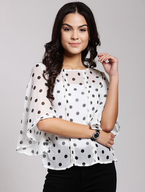 polka dot bell sleeved pin tucked top - 15451175 - Very Small Image - 1