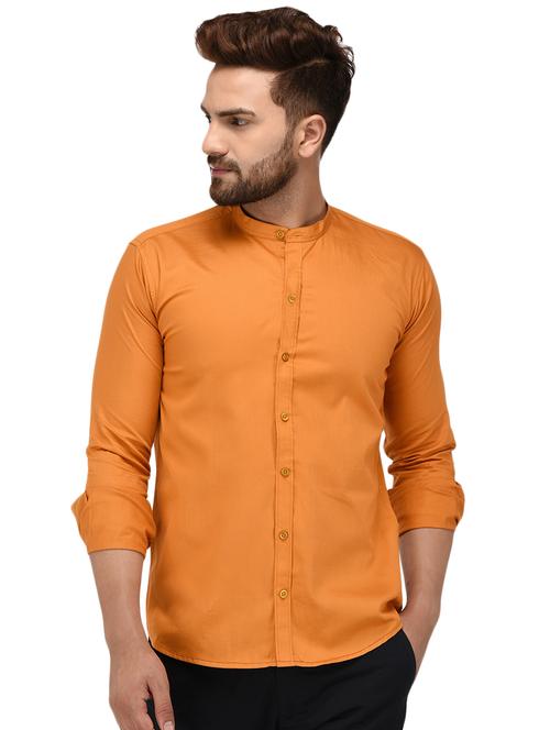 orange cotton casual shirt - 15451556 - Very Small Image - 1