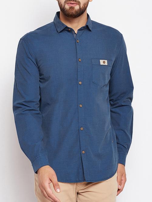 blue cotton casual shirt - 15451658 - Very Small Image - 1