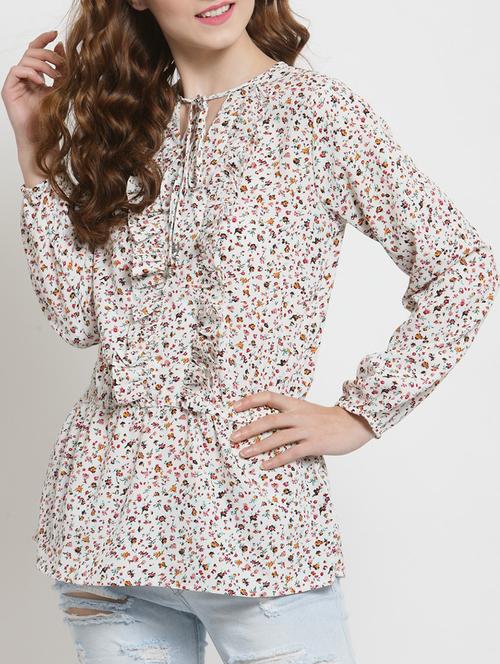 ditsy print ruffle detail top - 15451785 - Very Small Image - 1