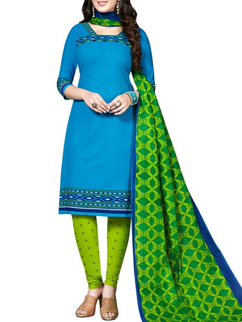 printed unstitched churidaar suit - 15452346 - Very Small Image - 1