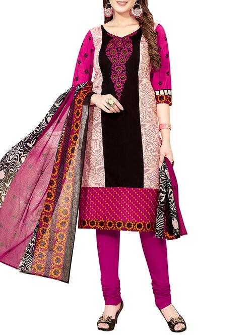 printed unstitched churidaar suit - 15452347 - Very Small Image - 1