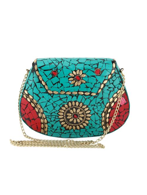 blue metal box clutch - 15452953 - Very Small Image - 1