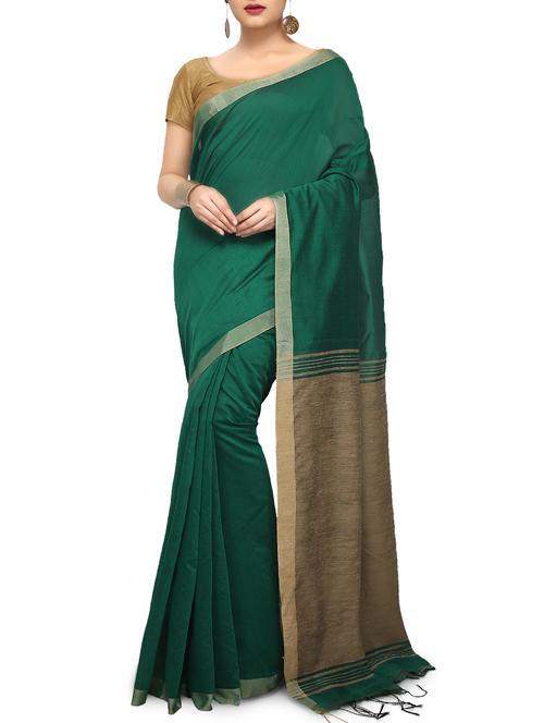 contrast pallu handloom saree with blouse - 15453067 - Very Small Image - 1