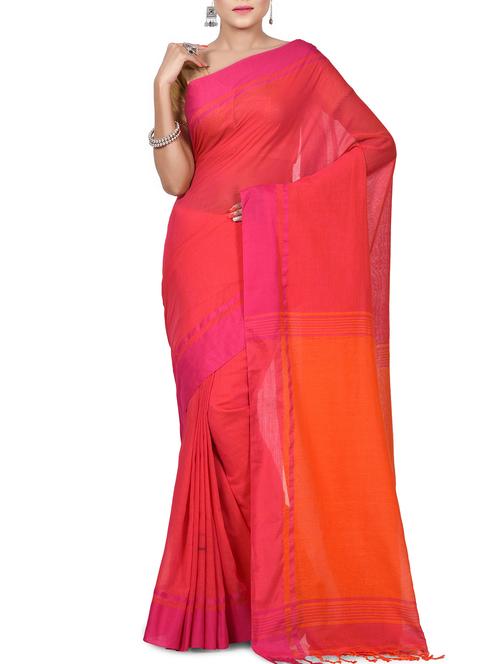 contrast pallu handloom saree with blouse - 15453089 - Very Small Image - 1