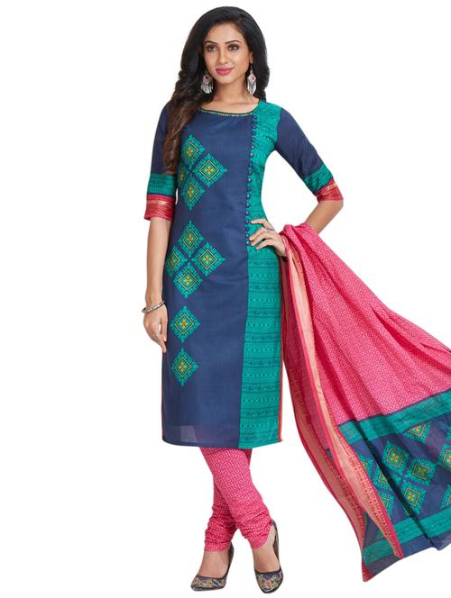 printed unstitched churidaar suit - 15454178 - Very Small Image - 1