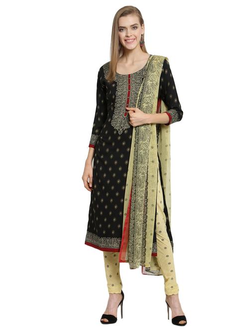printed unstitched churidaar suit - 15454195 - Very Small Image - 1