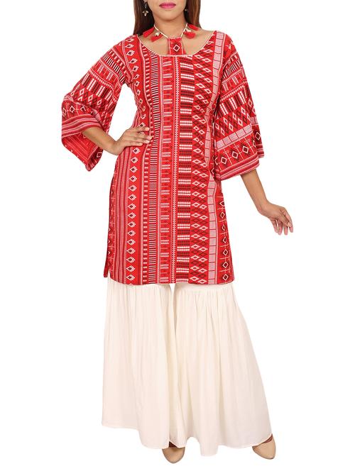 printed kurta sharara set - 15454563 - Very Small Image - 1