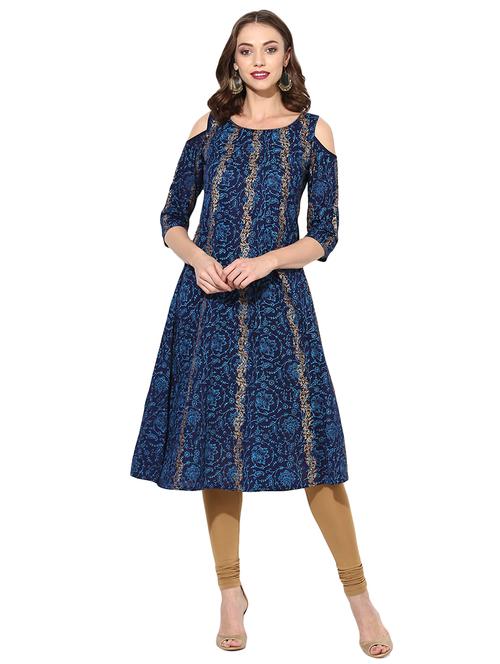 a-line printed kurta - 15454805 - Very Small Image - 1