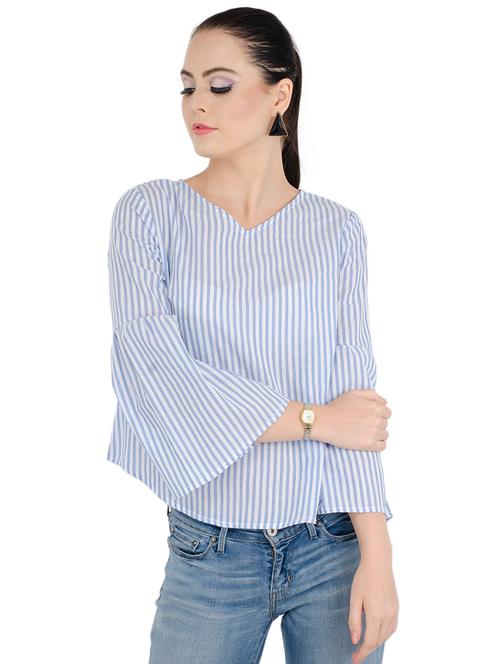 bell sleeved striped top - 15455314 - Very Small Image - 1