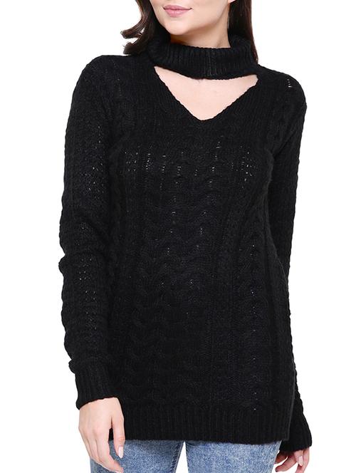 cable knit cutout detail pullover - 15455429 - Very Small Image - 1