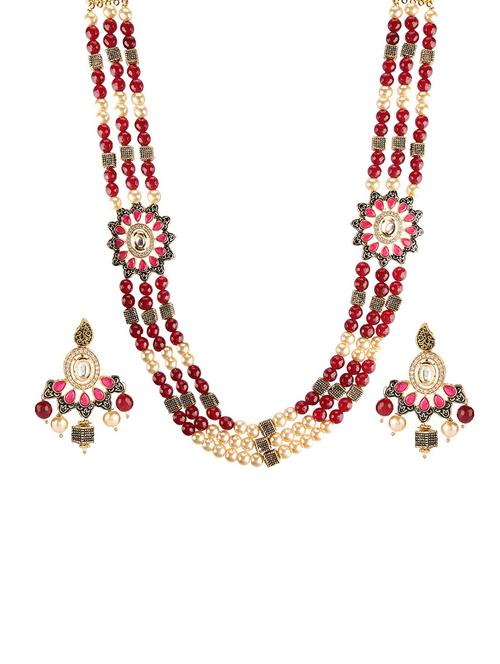 red metal necklaces and earring - 15455599 - Very Small Image - 1