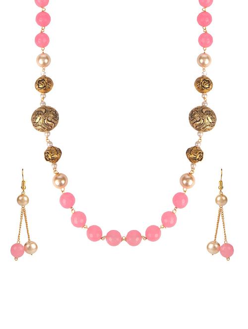 pink metal necklaces and earring - 15455618 - Very Small Image - 1