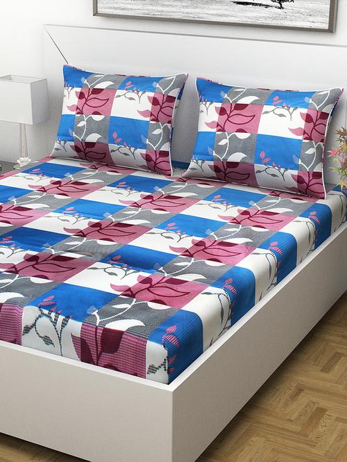 100% cotton 144 tc double bed sheet with 2 pillow covers - 15456064 - Very Small Image - 1