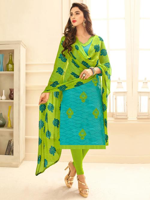 embroidered unstitched churidaar suit - 15456156 - Very Small Image - 1
