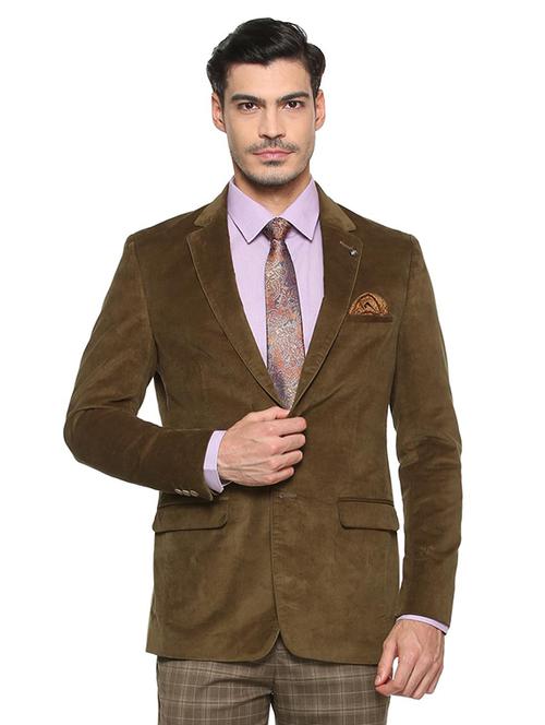 brown cotton blend casual blazer - 15457450 - Very Small Image - 1